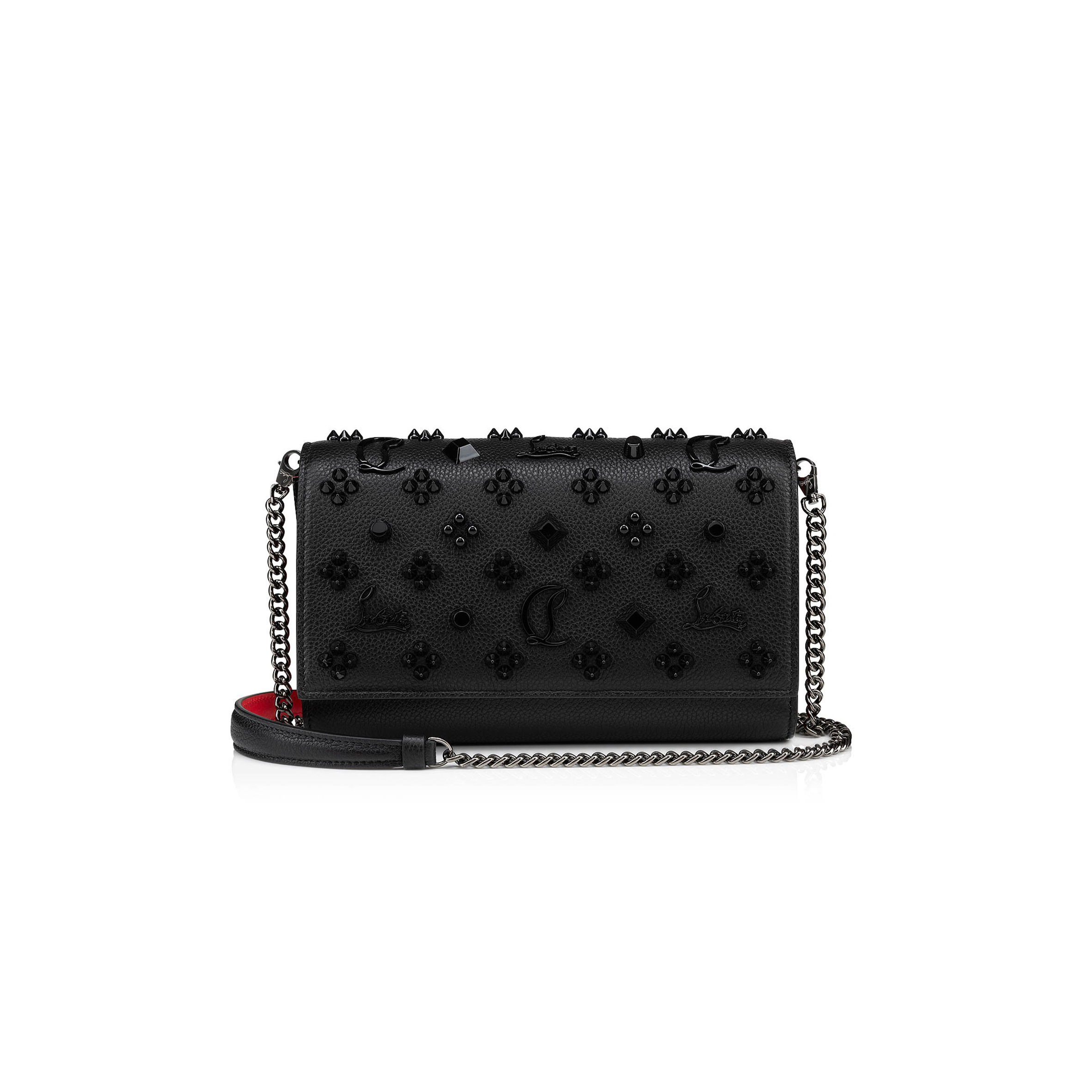 CHRISTIAN LOUBOUTIN PALOMA CLUTCH GRAINED CALF LEATHER AND SPIKES 1175018B253 (23*14.5*5cm)